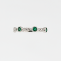 14K White Gold Emerald & Diamond Band Ring