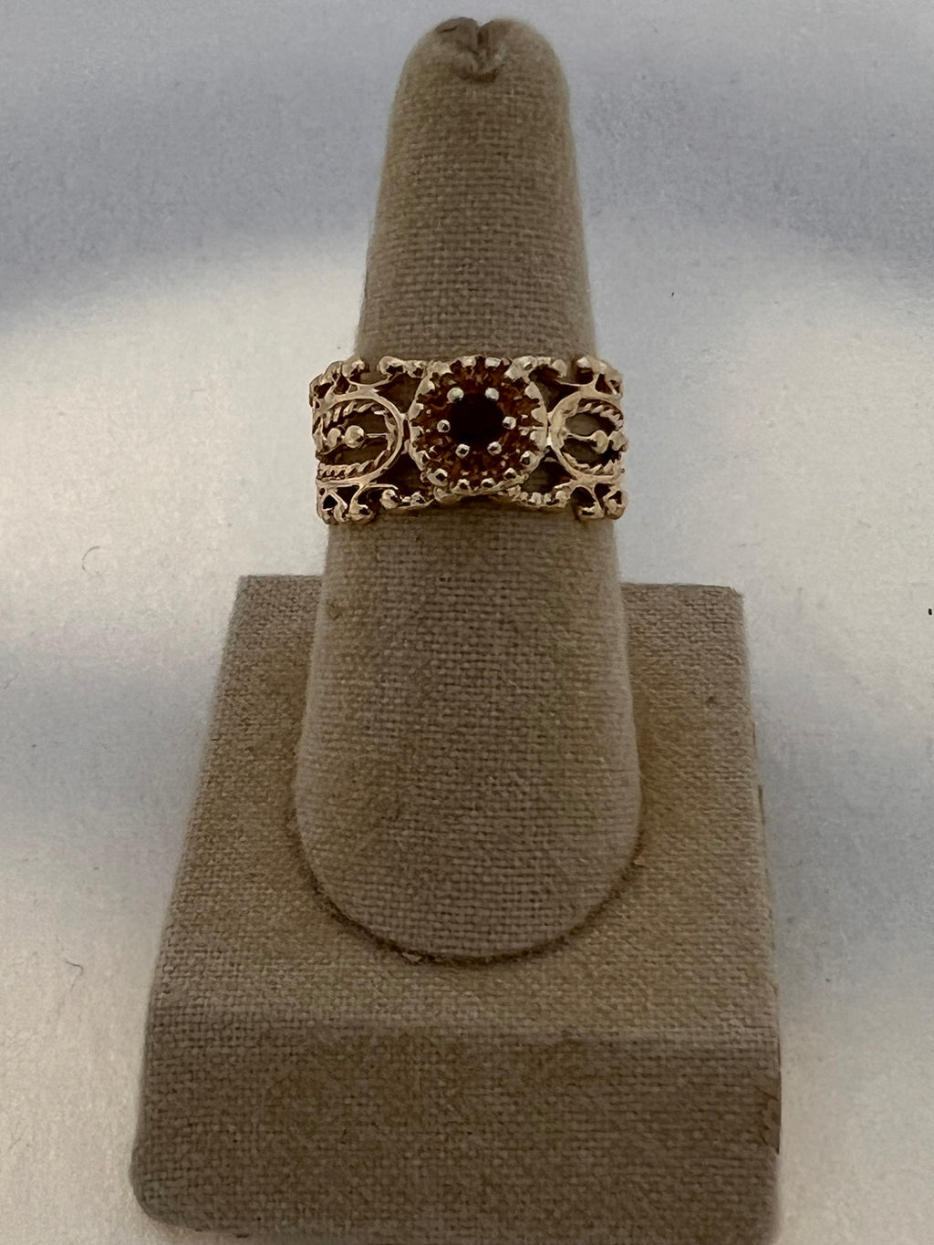 Ruby Filigree Band Ring in 14kt Yellow Gold