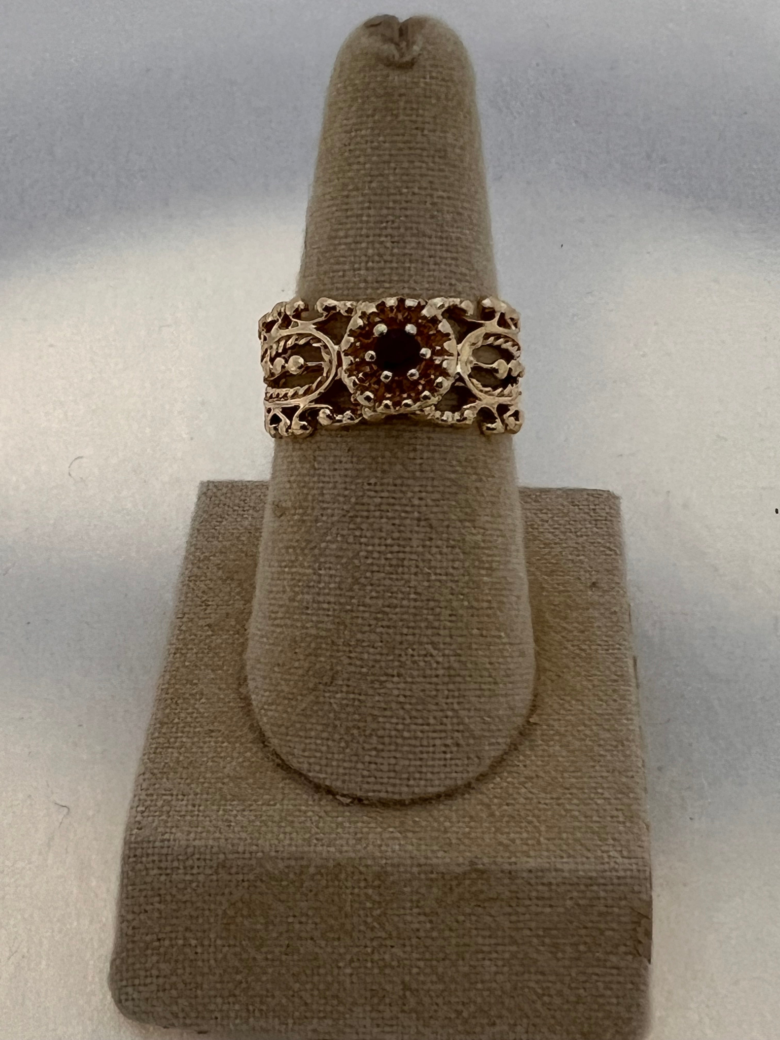 Ruby Filigree Band Ring in 14kt Yellow Gold