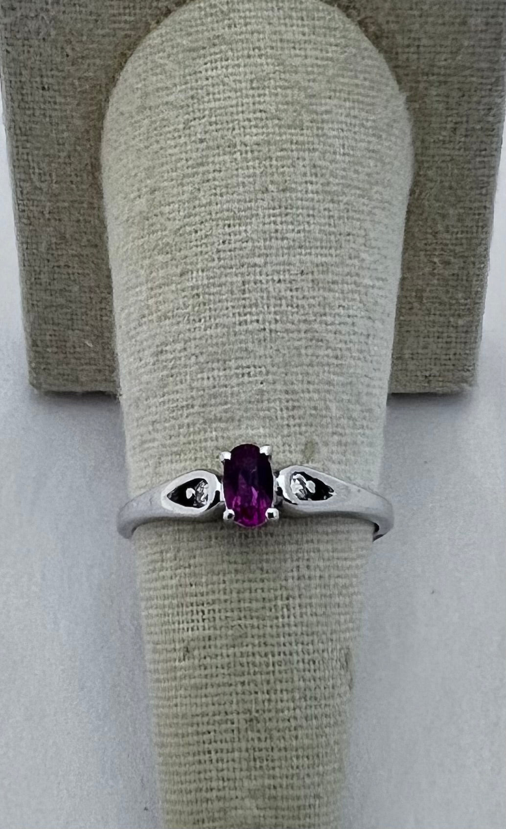 10K White Gold Oval Pink Tourmaline & Diamond Accent Ring