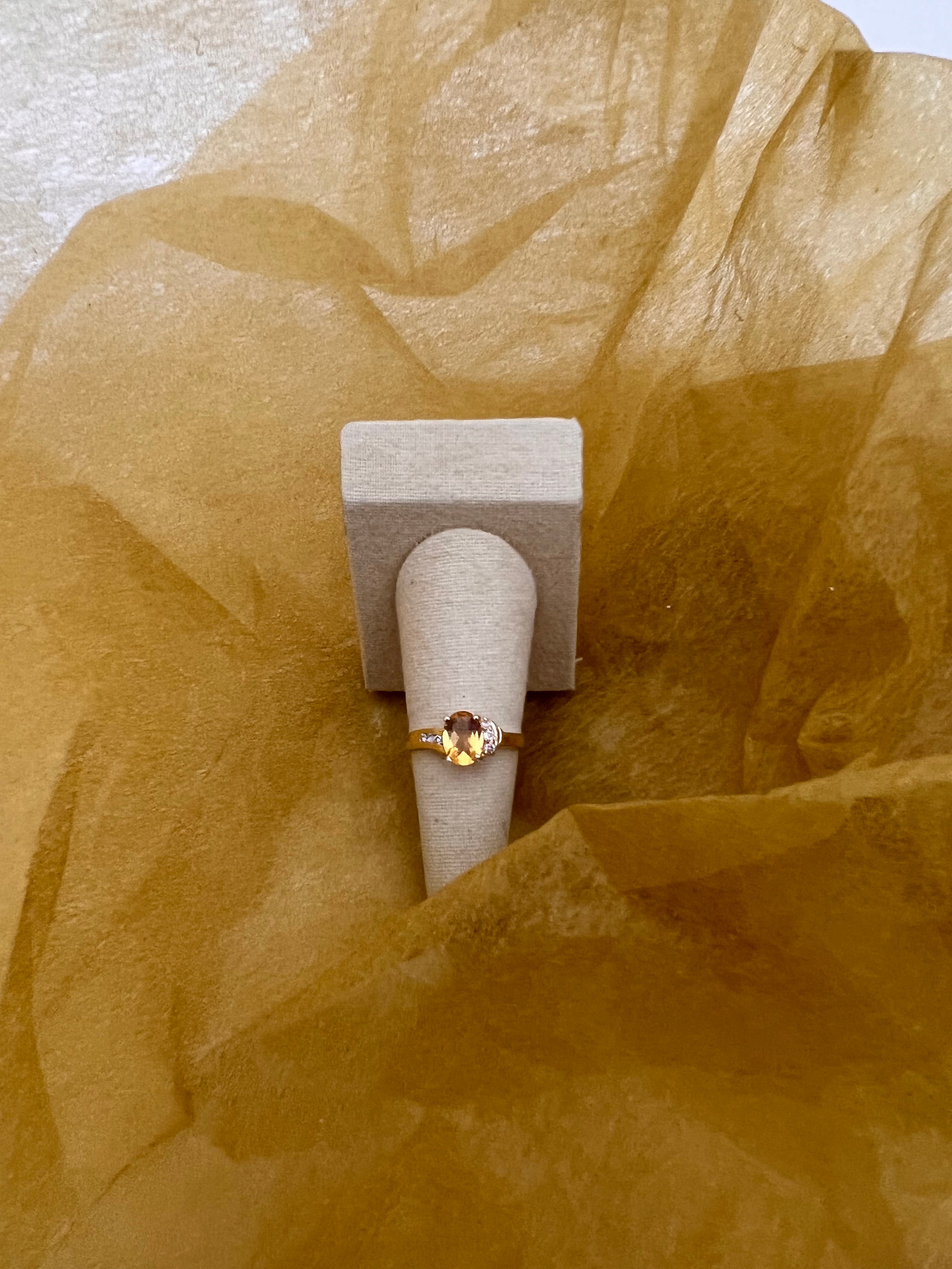 Oval Citrine & Diamond Accent Ring in 14kt Yellow Gold