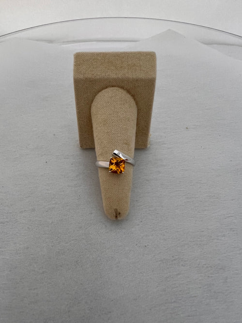 1.30 ct. Cushion-Cut Citrine & Diamond Accent 14kt White Gold Ring
