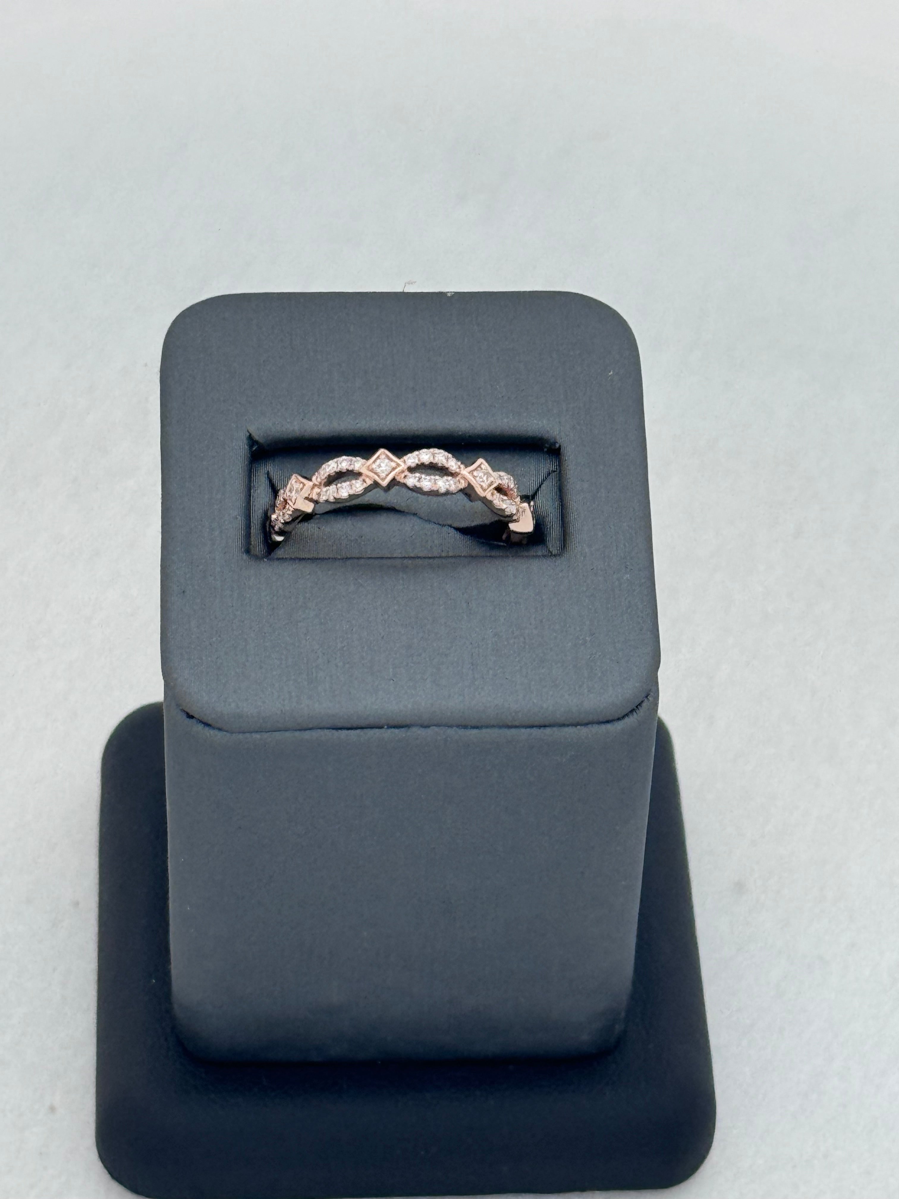 14K Rose Gold Diamond Micro-Pavé Stackable Band Ring (1/4 ctw)