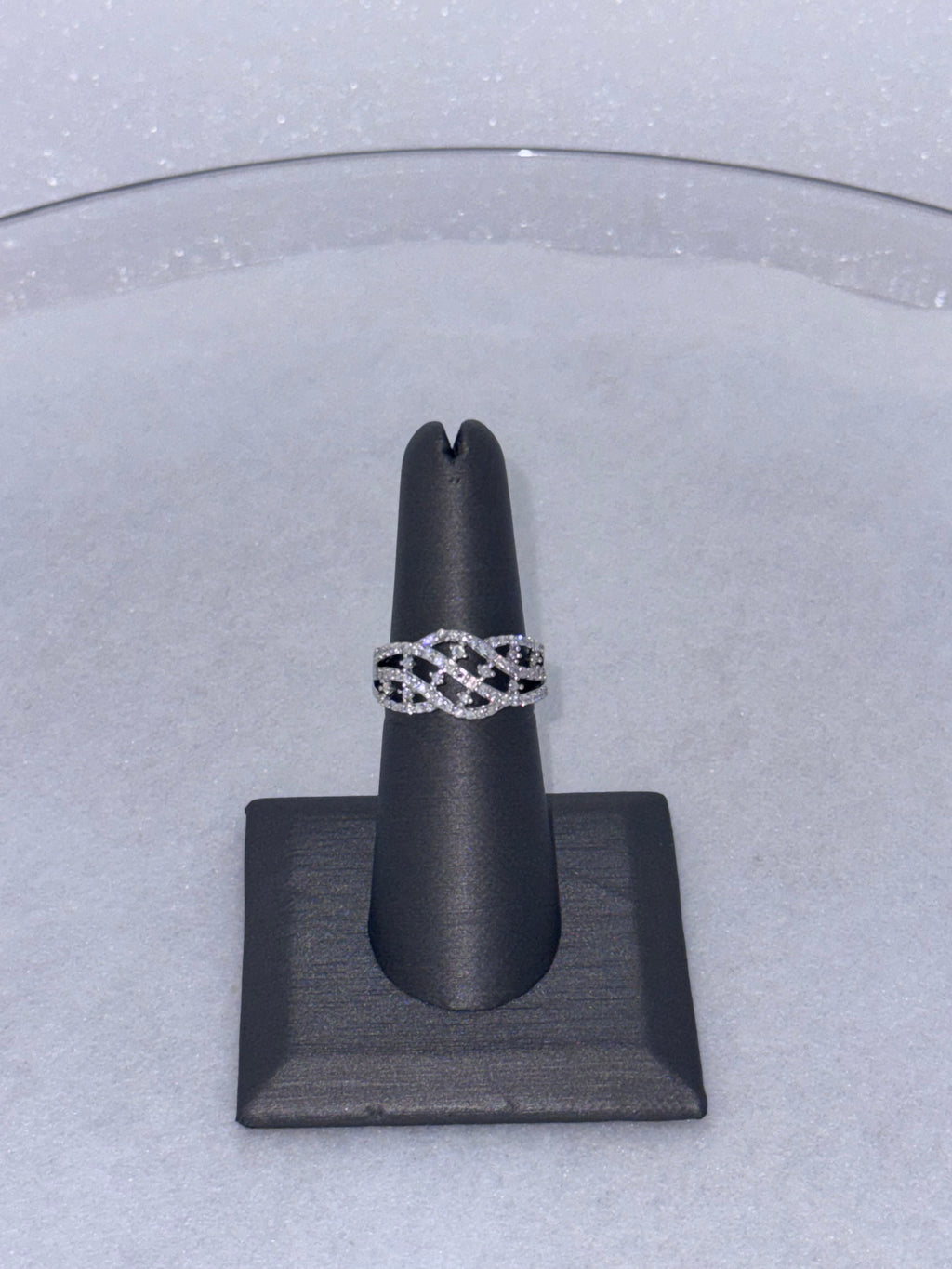 14K White Gold Pavé Diamond Braided Band Ring (1/2 ctw)