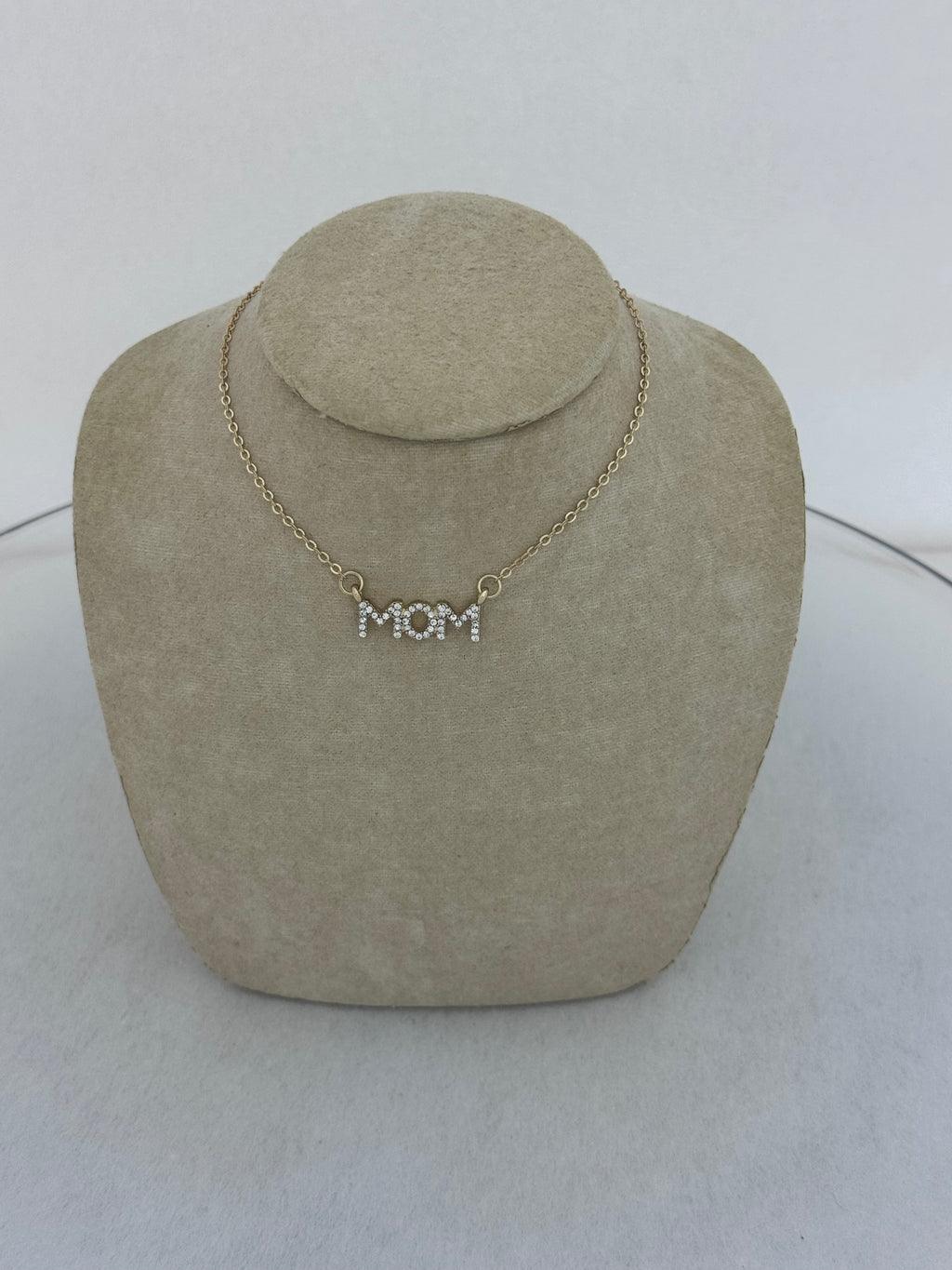 Gold-Tone Crystal Pavé 'MOM' Letter Bar Necklace
