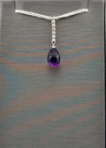 14K White Gold Amethyst Briolette & 0.10 CTW Diamond Drop Pendant