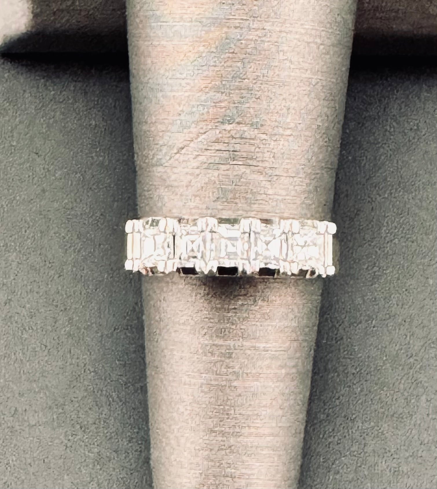 5-Stone Square Step-Cut Diamond Band in Platinum, 0.80 CTW