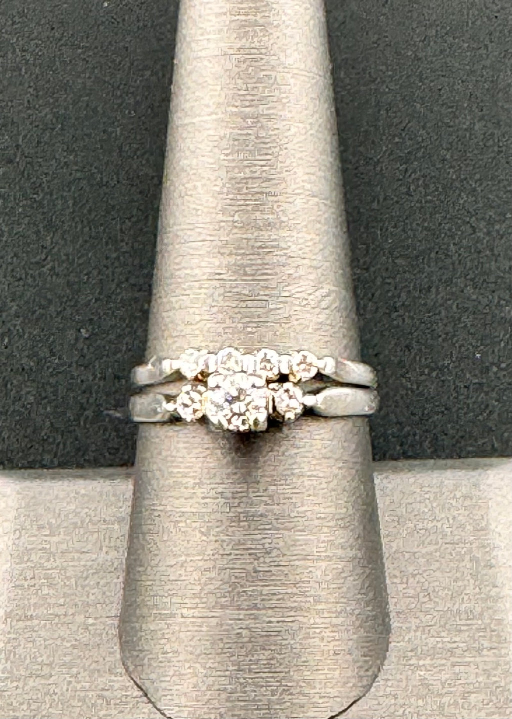 Platinum 1/2 CTW Diamond Bridal Set | Three-Stone Engagement Ring & Diamond Wedding Band