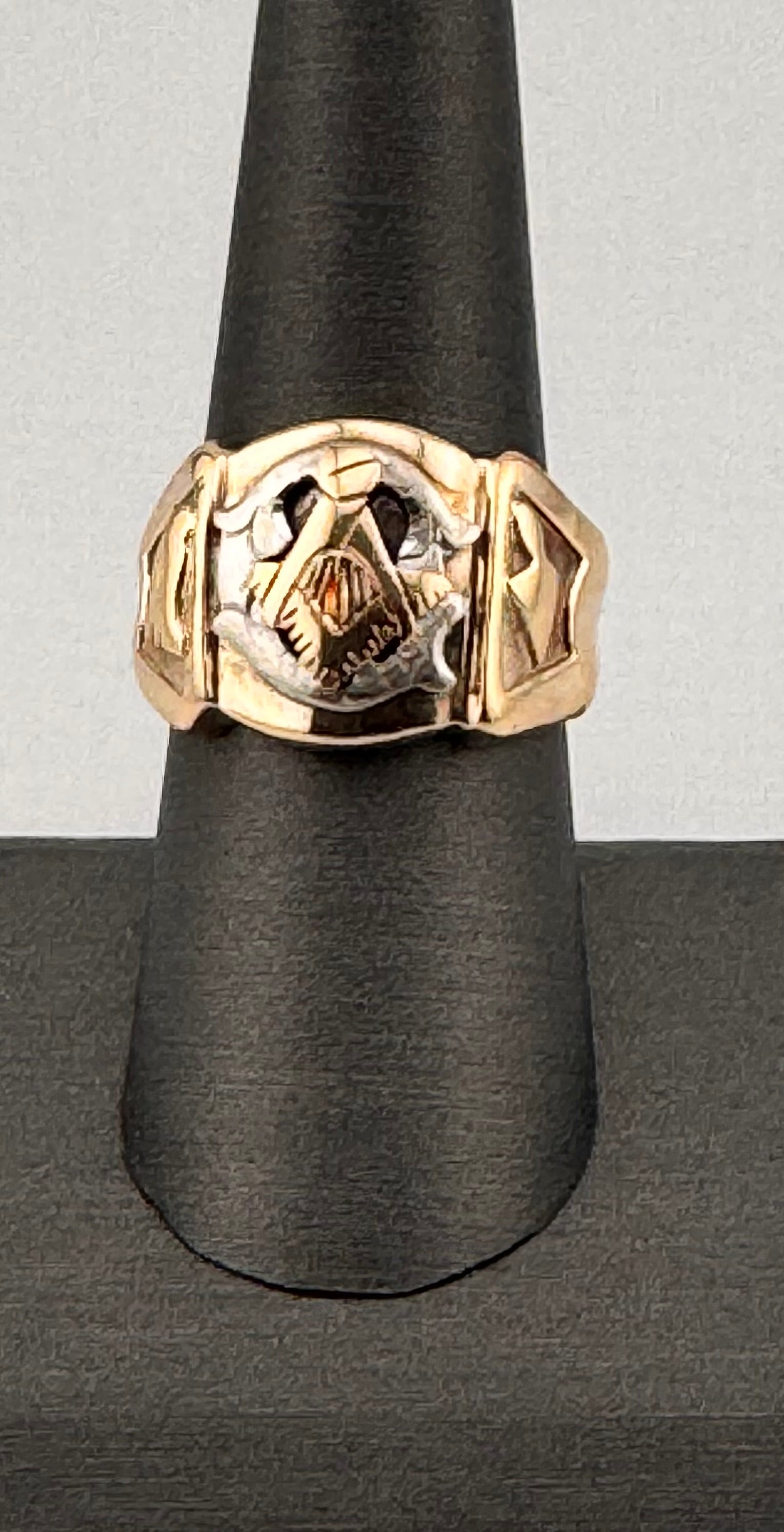 Men's Two-Tone Masonic Ring in 10K Yellow Gold