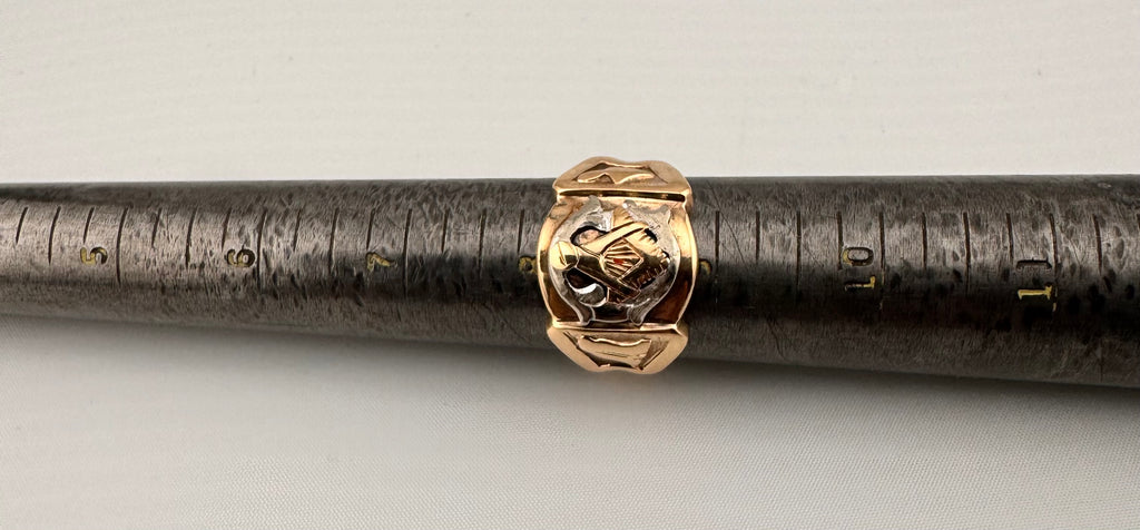 Men's Two-Tone Masonic Ring in 10K Yellow Gold