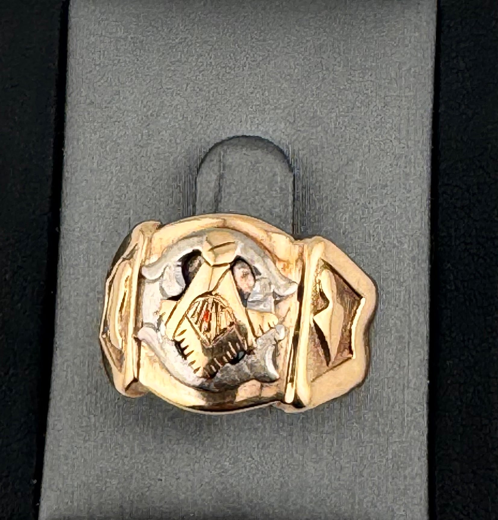 Men's Two-Tone Masonic Ring in 10K Yellow Gold