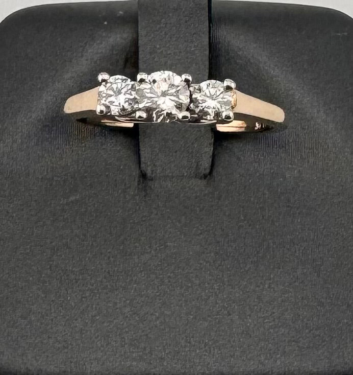 Diamond Anniversary Ring – 1/2 ctw Past Present Future, 14K Yellow Gold & Platinum