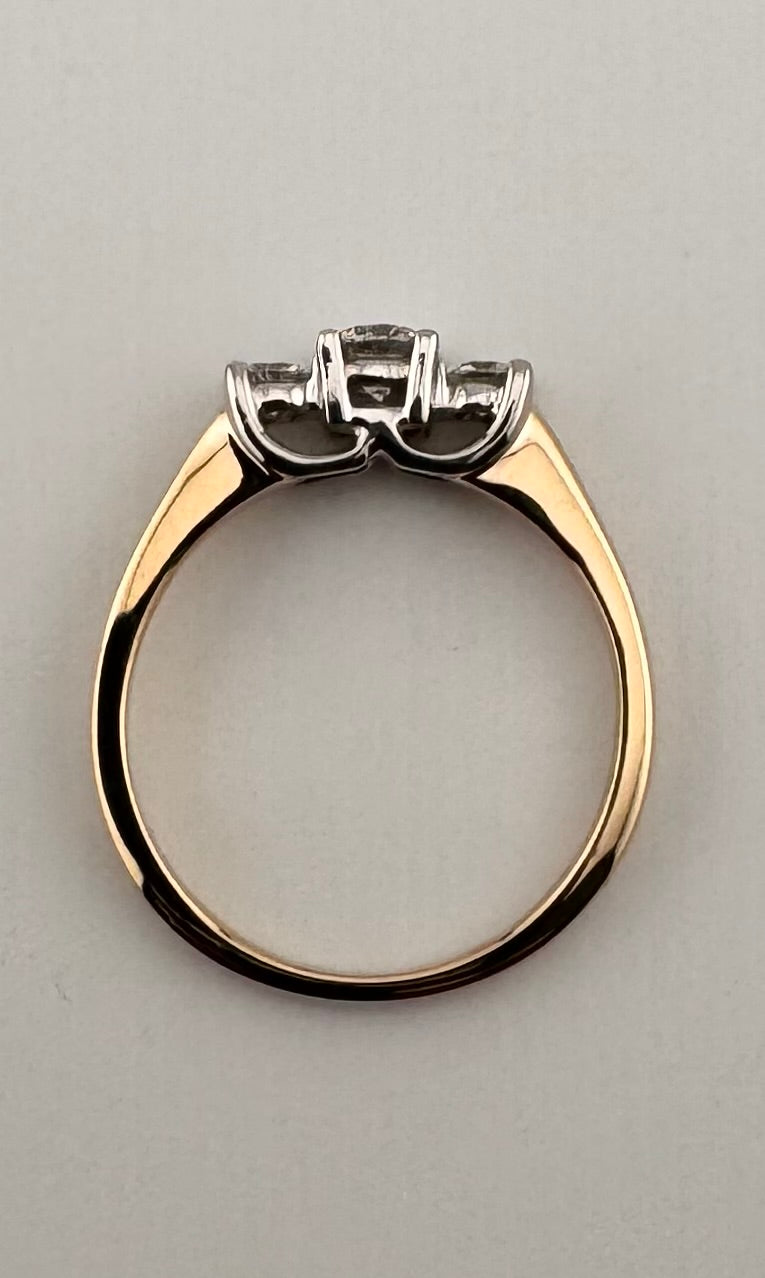 Diamond Anniversary Ring – 1/2 ctw Past Present Future, 14K Yellow Gold & Platinum