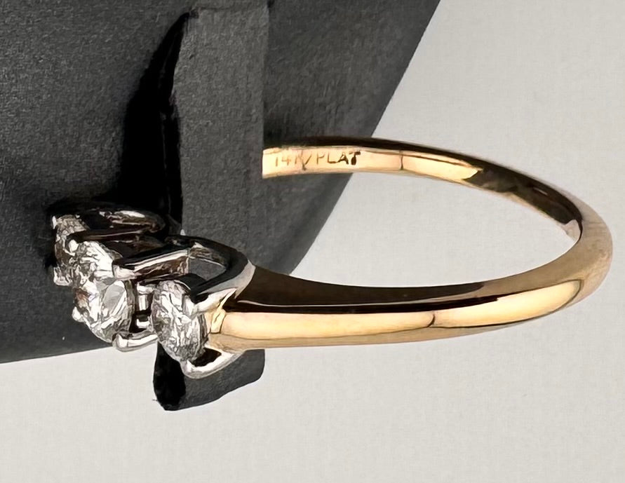 Diamond Anniversary Ring – 1/2 ctw Past Present Future, 14K Yellow Gold & Platinum
