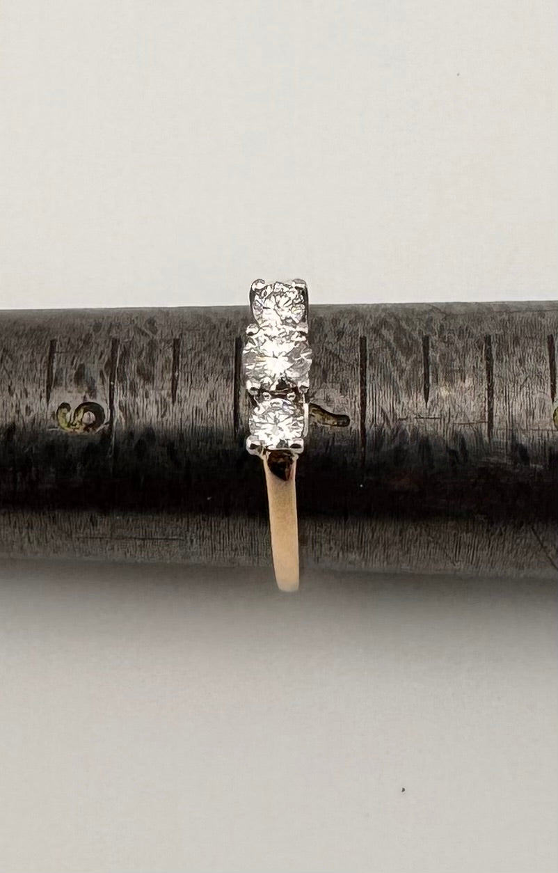 Diamond Anniversary Ring – 1/2 ctw Past Present Future, 14K Yellow Gold & Platinum