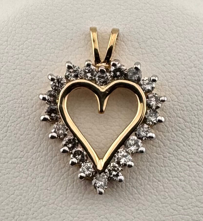 Diamond Heart Necklace Pendant – 1.00 ctw in 10 Karat Yellow Gold