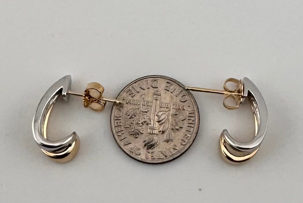 1/3 ctw Diamond J Hoop Earrings | 14kt Two-Tone Gold Fine Jewelry