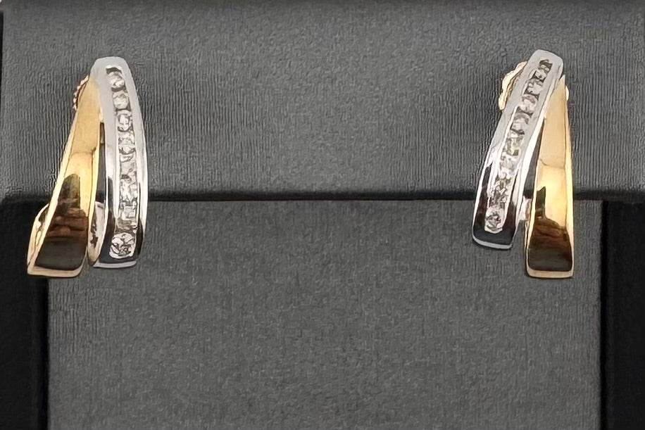 1/3 ctw Diamond J Hoop Earrings | 14kt Two-Tone Gold Fine Jewelry