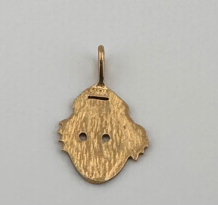 14K Yellow Gold Diamond-Cut Clown Pendant Charm