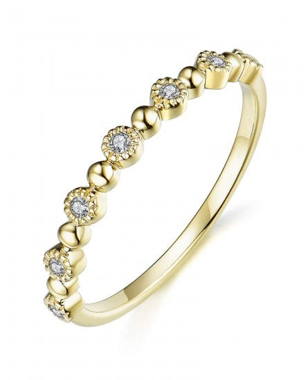 Low Profile 14K Yellow Gold Diamond Wedding Band | 0.08 CTW
