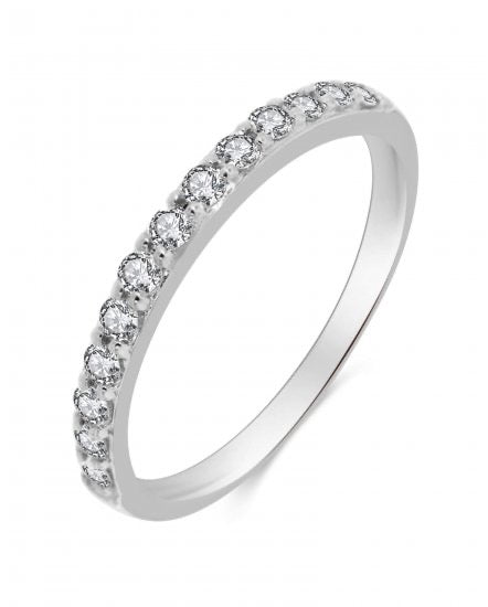 14K White Gold Diamond Straight Wedding Band | .37 CTW Shared Prong, 13 Stones