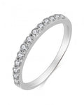 14K White Gold Diamond Straight Wedding Band | .37 CTW Shared Prong, 13 Stones