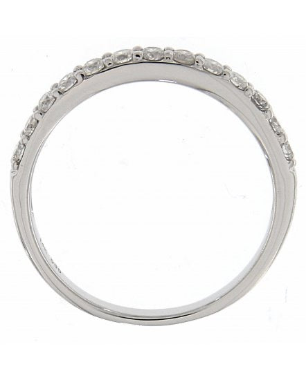 14K White Gold Diamond Straight Wedding Band | .37 CTW Shared Prong, 13 Stones