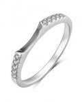 14K White Gold Natural Diamond Curved Wedding Band | .17 CTW | Fits Oval, Marquise & Pear Engagement Rings