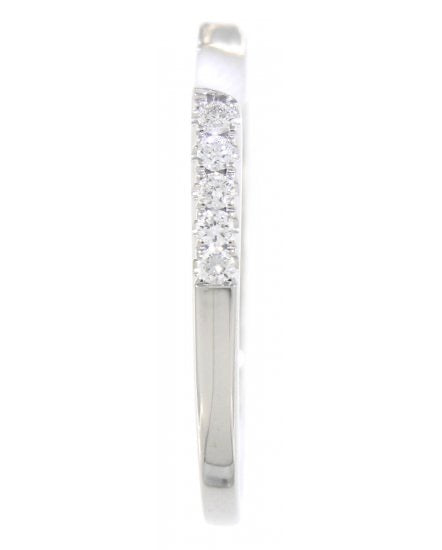14K White Gold Natural Diamond Curved Wedding Band | .17 CTW | Fits Oval, Marquise & Pear Engagement Rings
