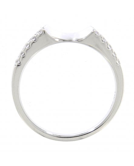 14K White Gold Natural Diamond Curved Wedding Band | .17 CTW | Fits Oval, Marquise & Pear Engagement Rings