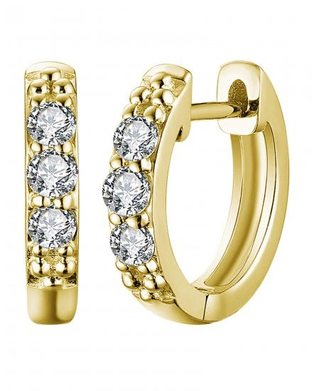 14K Yellow Gold Diamond Huggie Hoop Earrings | 1/3 CTW