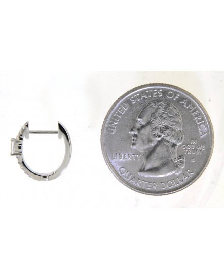 14K White Gold Diamond Hoop Earrings | Baguette & Round Diamonds | 1/4 CTW