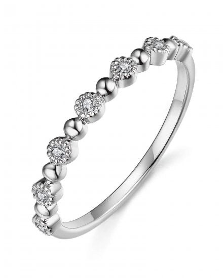 Low Profile 14K White Gold Diamond Wedding Band | 0.08 CTW