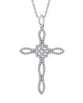 14K White Gold Diamond Cross Pendant, .28 ctw – Open Loop Design