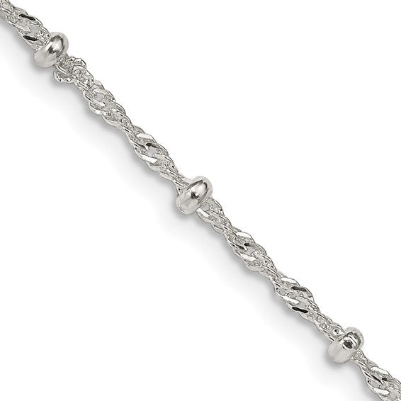 The Statement Chain – 20" Singapore & Bead Necklace | 925 Sterling Silver