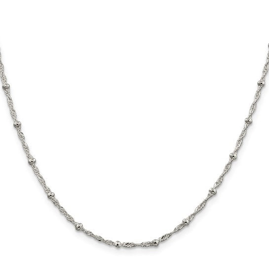 The Statement Chain – 20" Singapore & Bead Necklace | 925 Sterling Silver