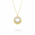 14kt two-tone double circle pavé diamond pendant on white background
