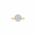 14K yellow gold diamond flower cluster ring on white background