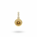 14K yellow gold checkerboard-cut citrine and diamond drop pendant on white background