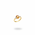 Oval citrine and diamond accent ring in 14kt yellow gold floating on white background