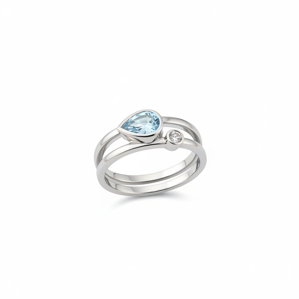 Jewelry item with blue center stone on clean white background