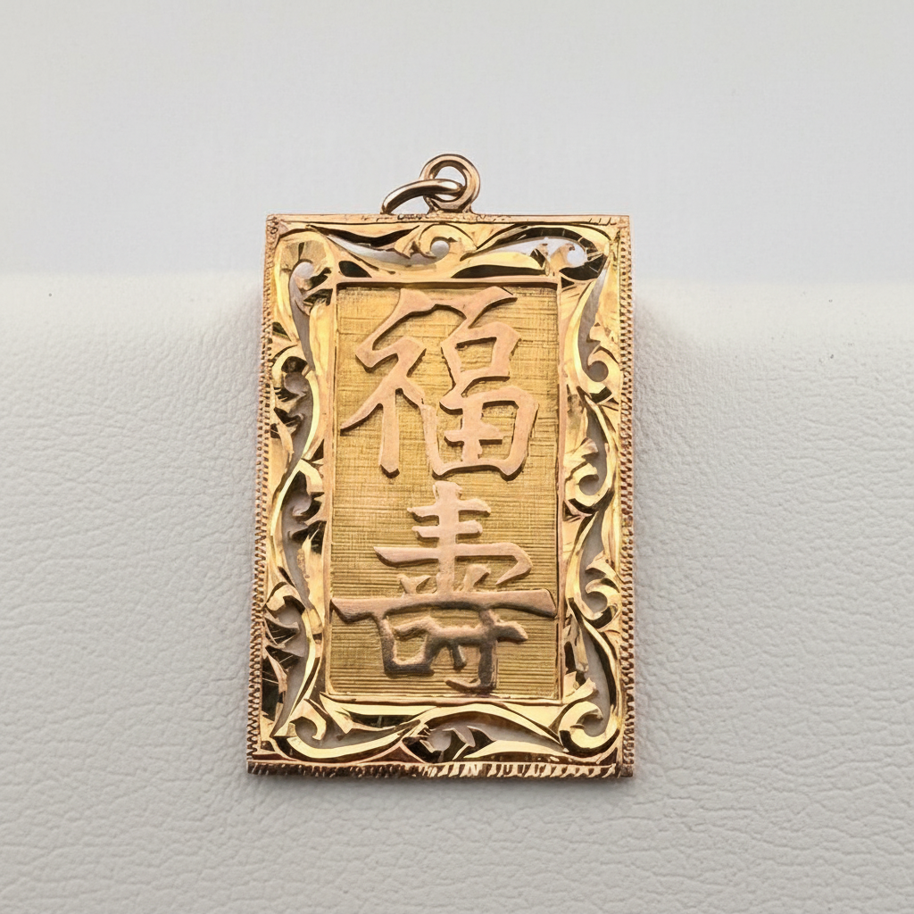 14K Yellow Gold Asian Pendant Still Shot