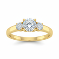 10K Yellow Gold Three-Stone CZ Ring on white background