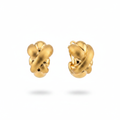 18K Yellow Gold J-Hoop Earrings - White Background