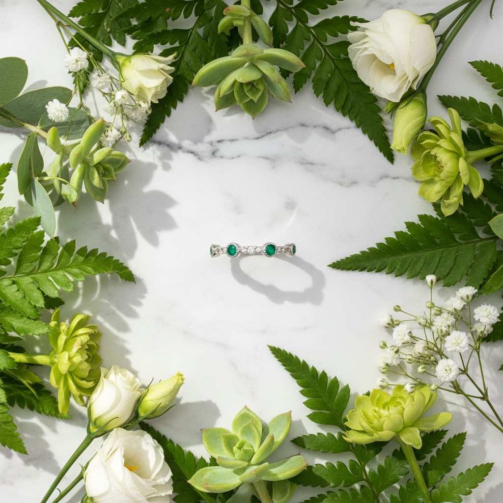 May Birthstone Emerald Ring Lifestyle